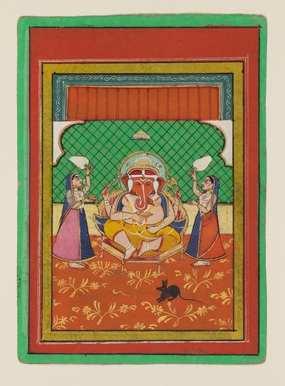 Seated Ganesha with Attendants by West Indian School