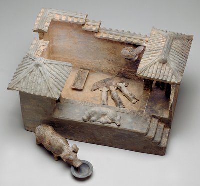 Funerary model of a pig sty by Western Han Dynasty Chinese School