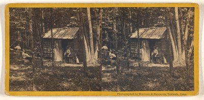 Family Posed in Front of Their Log Cabin in the Woods by Whitney and Beckwith
