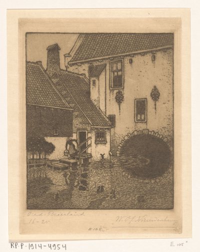 Rear Facade of the Town Hall in Oud-Beijerland by Wijnand Otto Jan Nieuwenkamp (signed by artist)