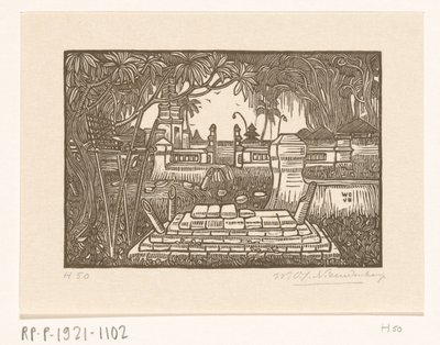 Cemetery in Singaraja on Bali by Wijnand Otto Jan Nieuwenkamp (signed by artist)