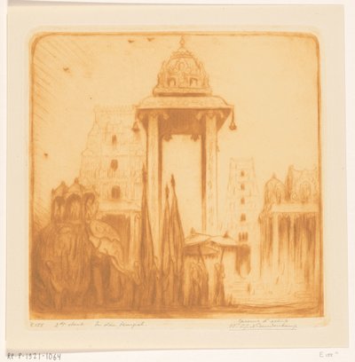 Courtyard of a Temple in British India by Wijnand Otto Jan Nieuwenkamp (signed by artist)