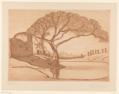 Tree by a Pond Near Cairo by Wijnand Otto Jan Nieuwenkamp (signed by artist)