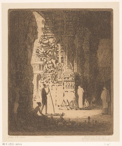 Sculpted Columns in a Bazaar in Madurai by Wijnand Otto Jan Nieuwenkamp (signed by artist)
