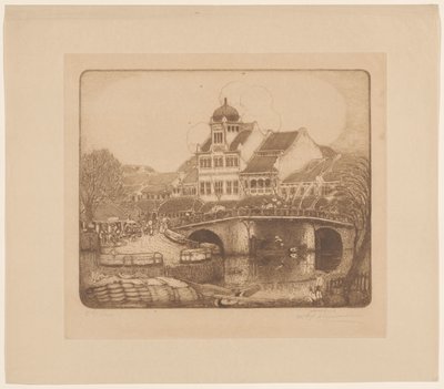 The Office Building of the Firm Sluyters & Co. Kali Besar Batavia by Wijnand Otto Jan Nieuwenkamp (signed by artist)