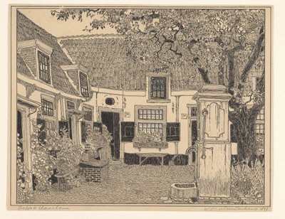Hofje van Loo in Haarlem by Wijnand Otto Jan Nieuwenkamp (signed by artist)