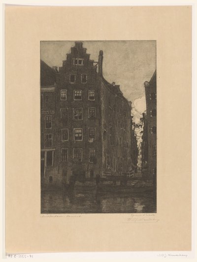 Houses on the Damrak in Amsterdam by Wijnand Otto Jan Nieuwenkamp (signed by artist)