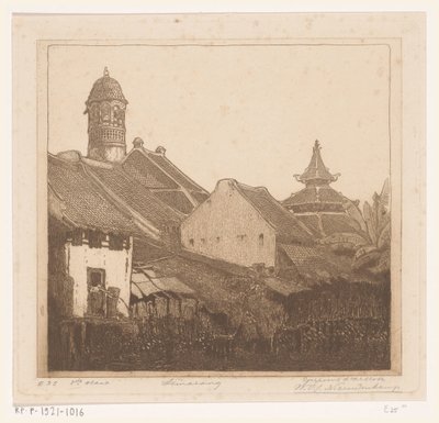 Houses on the Water in Semarang by Wijnand Otto Jan Nieuwenkamp (signed by artist)