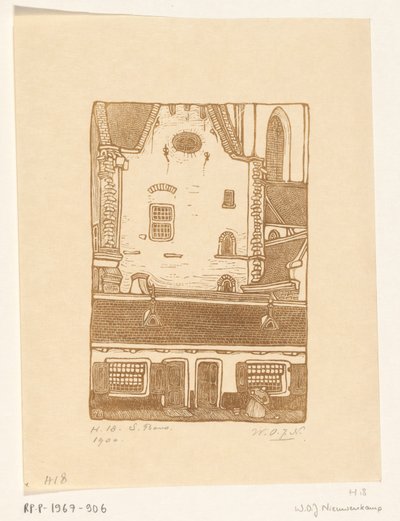 Houses Against the St. Bavo Church at the Oude Groenmarkt in Haarlem by Wijnand Otto Jan Nieuwenkamp (signed by artist)