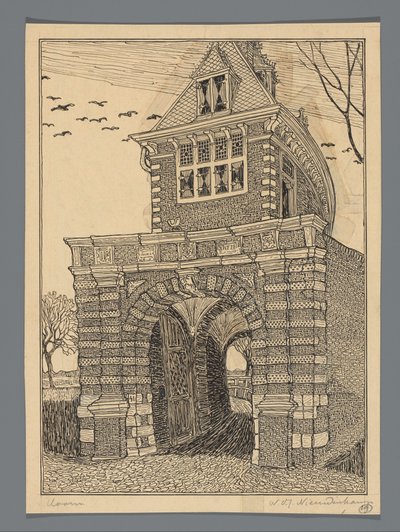 Oosterpoort in Hoorn by Wijnand Otto Jan Nieuwenkamp (signed by artist)