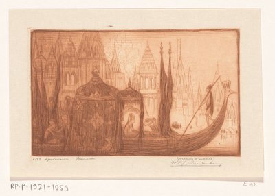 Pleasure Boat on the Ganges in Benares by Wijnand Otto Jan Nieuwenkamp (signed by artist)