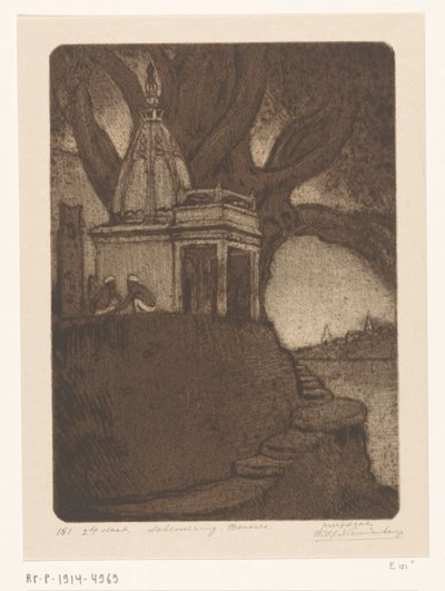 Temple in Benares at Evening by Wijnand Otto Jan Nieuwenkamp (signed by artist)