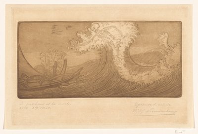 Fishermen at Sea and Death by Wijnand Otto Jan Nieuwenkamp (signed by artist)