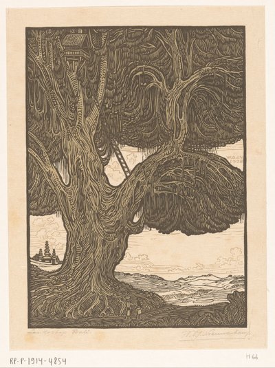 Waringin with Treehouse in Southern Bali by Wijnand Otto Jan Nieuwenkamp (signed by artist)