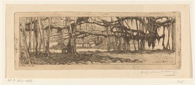 Waringin Trees in a Garden in Buitenzorg by Wijnand Otto Jan Nieuwenkamp (signed by artist)