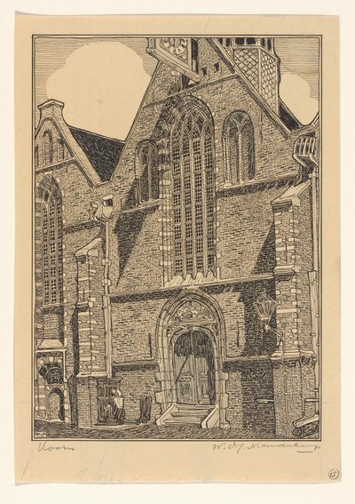 Western Facade of the Noorderkerk in Hoorn by Wijnand Otto Jan Nieuwenkamp (signed by artist)