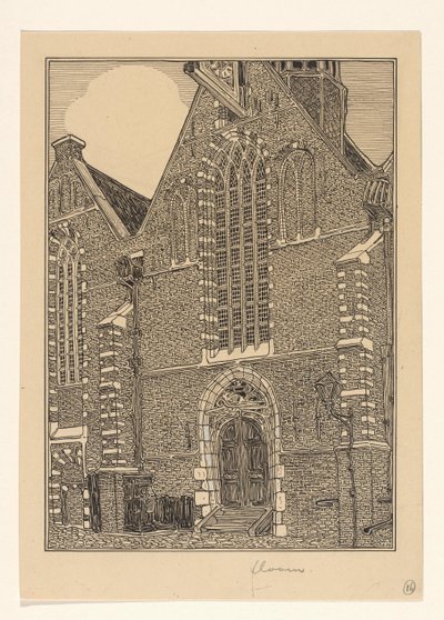 Western Facade of the Noorderkerk in Hoorn by Wijnand Otto Jan Nieuwenkamp (signed by artist)