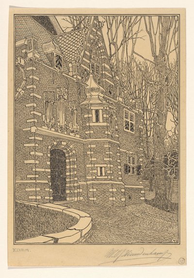 South Portal of the Grote or Sint-Nicolaaskerk in Edam by Wijnand Otto Jan Nieuwenkamp (signed by artist)
