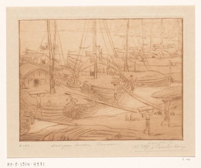 Moored Ships on the Banks of the Ganges in Benares by Wijnand Otto Jan Nieuwenkamp