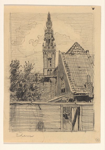 View of the Speeltoren of the Our Lady Church in Edam by Wijnand Otto Jan Nieuwenkamp