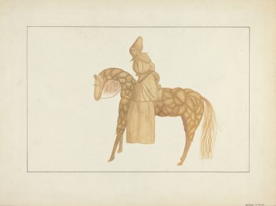 Corn Husk Doll on Horse by Wilbur M Rice