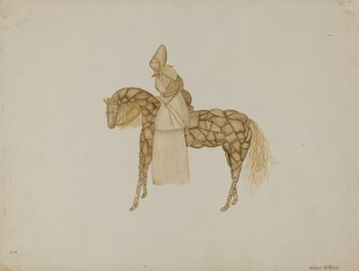 Corn Husk Doll on Horse by Wilbur M Rice