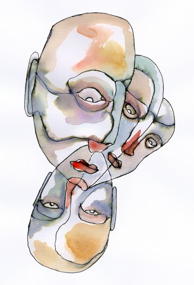 Fragmented Faces Watercolor by Wildemar Doomgriever