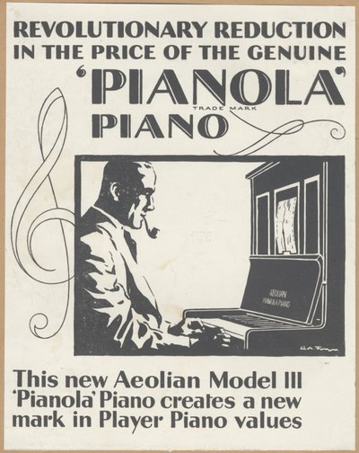 Aeolian Company Pianolas, 1920s by Wilfred Fryer