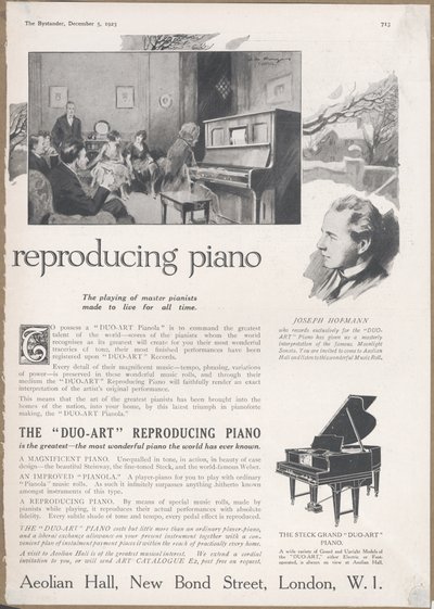 Aeolian Company Pianolas by Wilfred Fryer