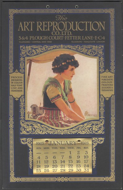 The Art Reproduction Company calendar by Wilfred Fryer