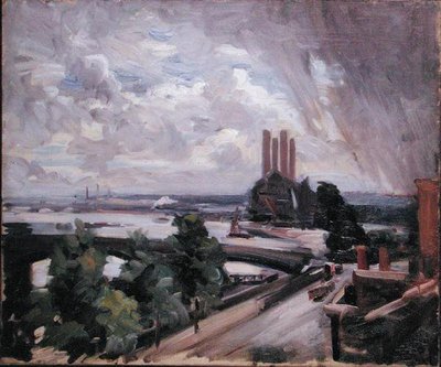 Battersea Bridge from Cheyne Walk, Chelsea by Wilfred Gabriel de Glehn