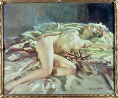 Female Nude Reclining on a Bed by Wilfred Gabriel de Glehn
