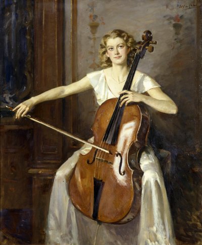 Portrait of Florence Hooton Playing the Cello by Wilfred Gabriel de Glehn
