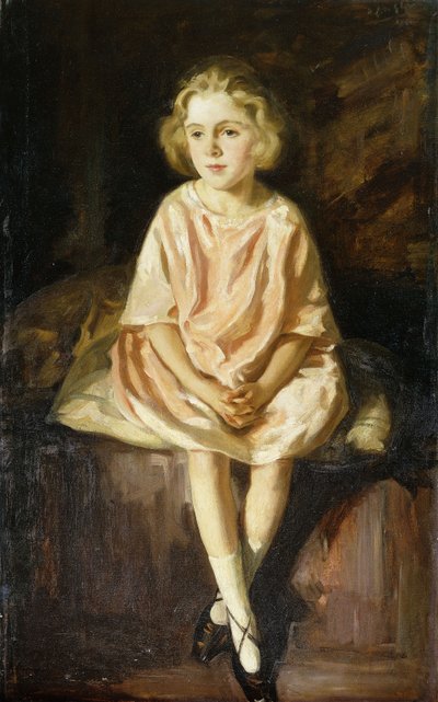 Portrait of Miss Vincent Seated in a Pink Dress by Wilfred Gabriel de Glehn