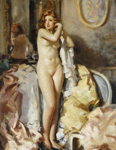 Standing before Mirror, Red Head by Wilfred Gabriel de Glehn