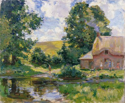 Stratford Tony: the Ford on the River Ebble by Wilfred Gabriel de Glehn
