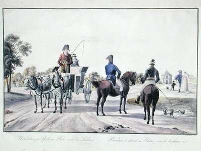 Riding in Prater Park, Vienna, engraved by Adam von Bartsch by Wilhelm Alexander (after) Kobell