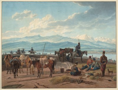 Halt of Russian Cossacks by Wilhelm Alexander Kobell