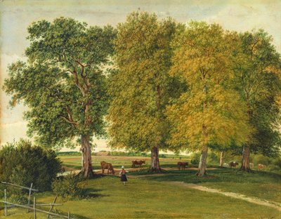 Herder with Cattle beneath Autumnal Trees by Wilhelm Alexander Kobell