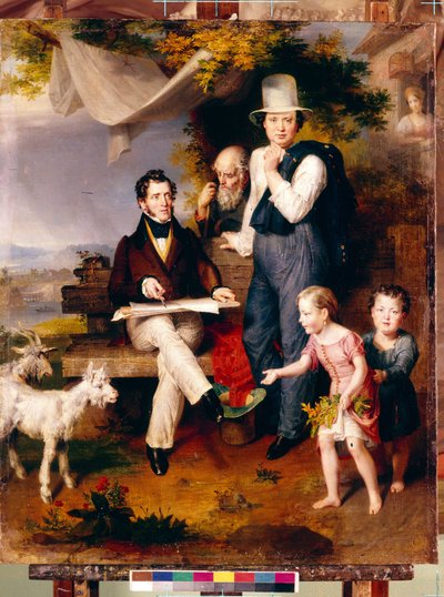 Self Portrait with the Portrait of the Artist George Dawe by Wilhelm August Golicke