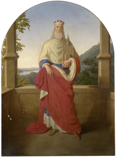 Saint Leopold Before a View of the Danube and Leopoldsberg in the Background by Wilhelm August Rieder