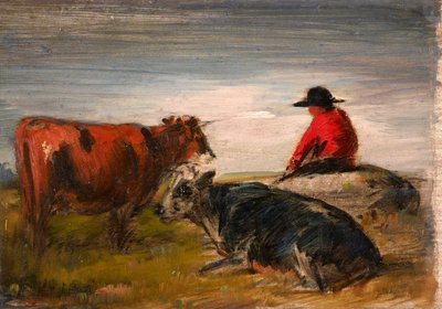 Shepherd with Cows by Wilhelm Busch