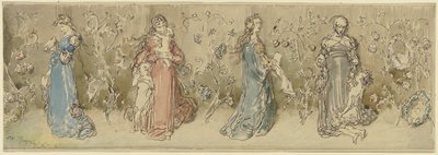 Four Allegorical Female Representations by Wilhelm Busch