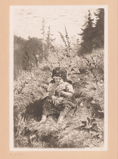 Girl Sitting in a Meadow by Wilhelm Carl August Zimmer