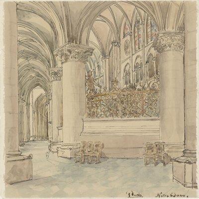 Interior of Notre-Dame in Paris by Wilhelm Cornelis Bauer