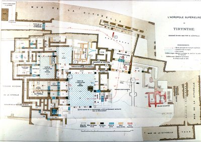 Map of the ancient city of Greece Tiryns, Heinrich Schliemann, Paris by Wilhelm Doerpfeld