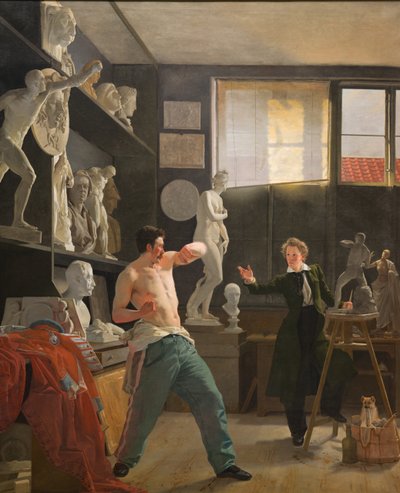 A Sculptor (Christen Christensen) in his Studio Working from the Life by Wilhelm Ferdinand Bendz