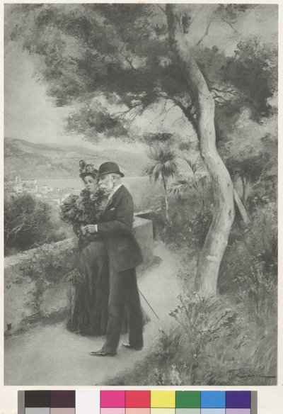 The Austrian Imperial Couple in the Hotel Garden of Cap Martin (engraving) by Wilhelm Gause