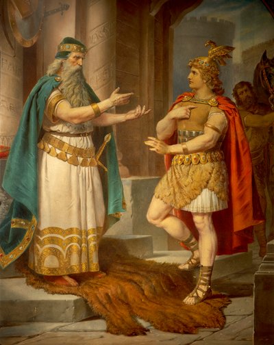 King Sigurd meets the wise hermit Grypin, from the Sigurd Saga, Lower Hall, c.1882-83 by Wilhelm Hauschild