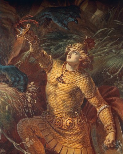 Sigurd Killing the Dragon Fafnir (detail) by Wilhelm Hauschild